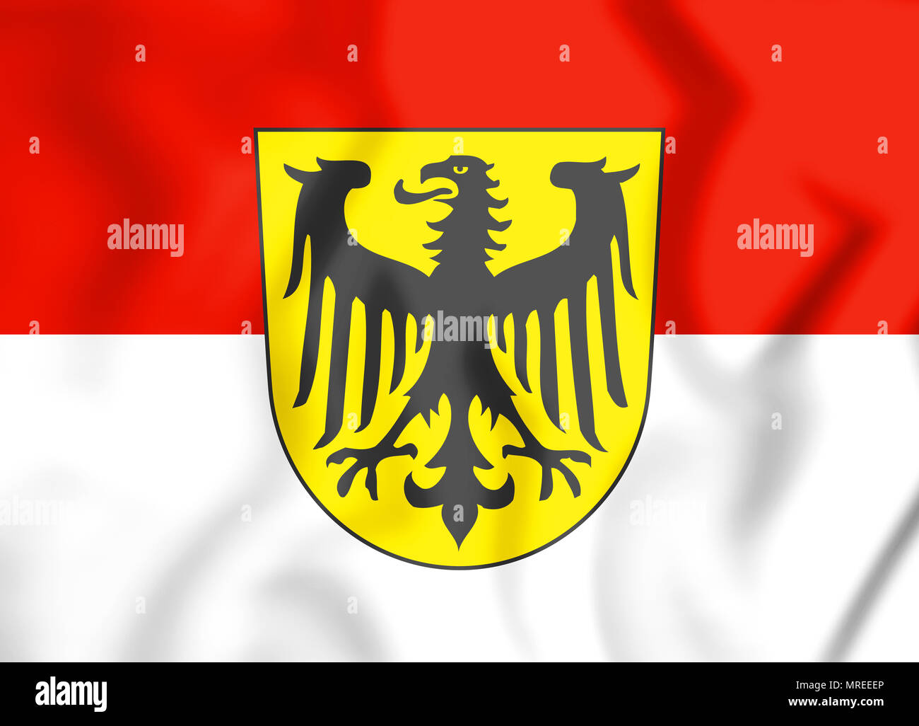 3D Flag of Pfullendorf (Baden-Wurttemberg), Germany. 3D Illustration. Stock Photo