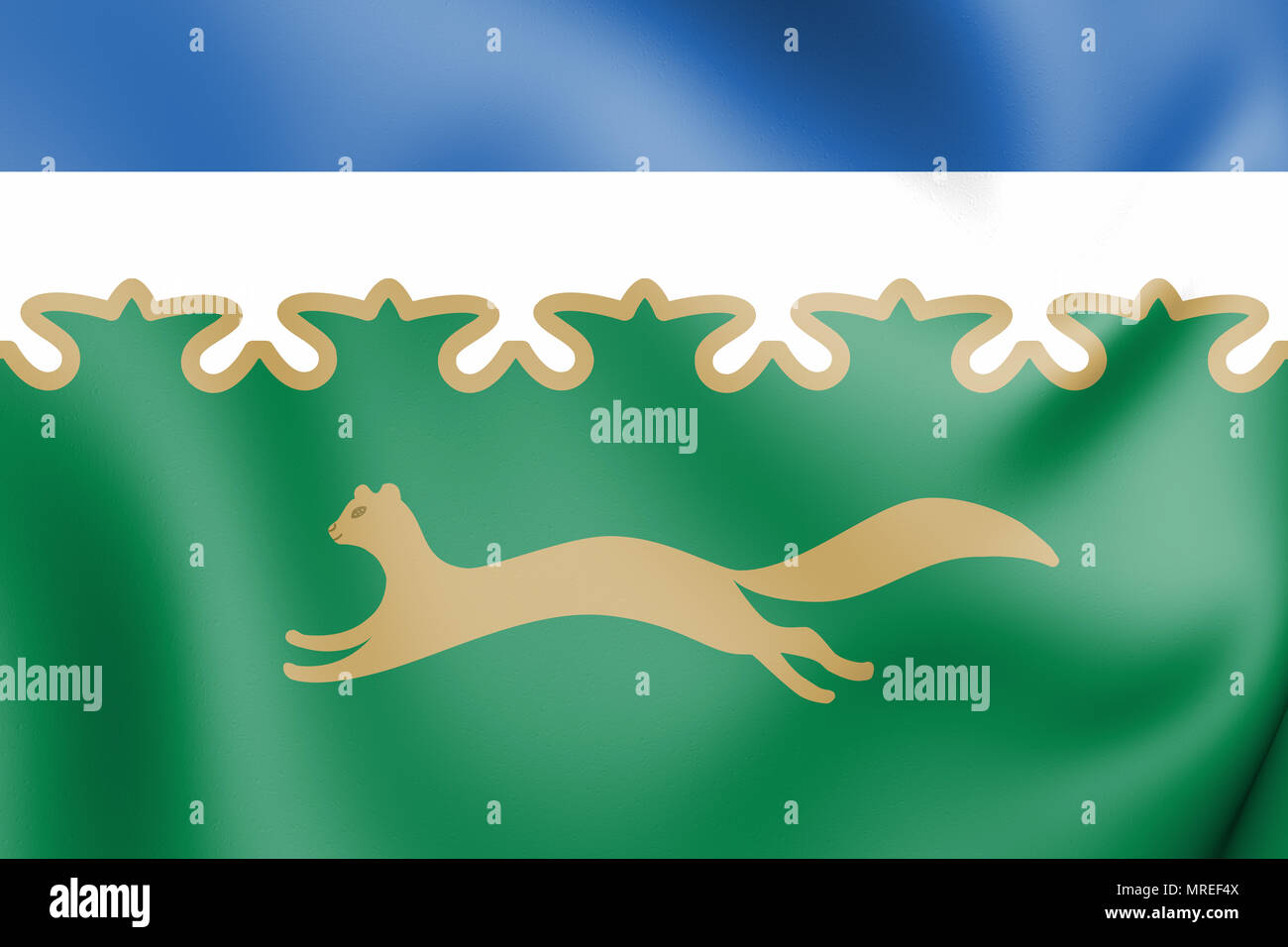 3D Flag of Sibay (Bashkortostan), Russia. 3D Illustration. Stock Photo