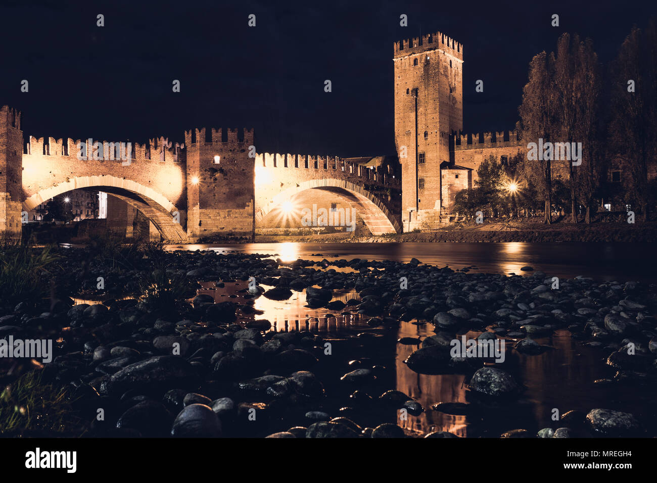 Castelvecchio castel and bridge in Verona Italy Stock Photo
