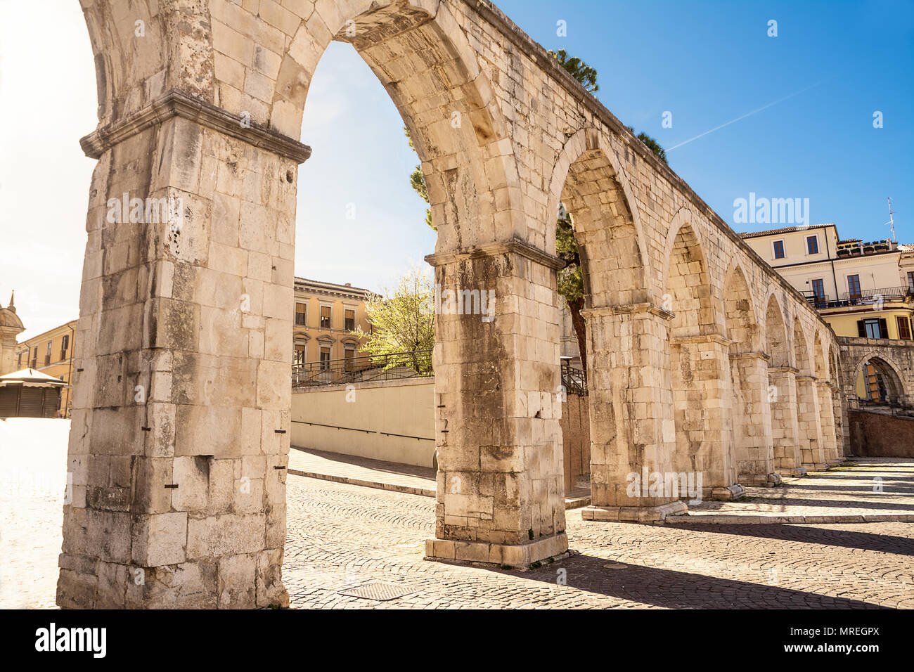 The Architecture of the ancient Svedo aqueduct of Sulmona Stock Photo