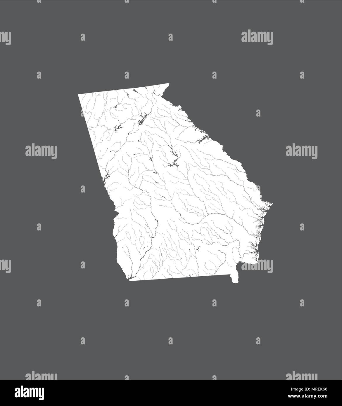 U.S. states - map of Georgia. Hand made. Rivers and lakes are shown. Please look at my other images of cartographic series - they are all very detaile Stock Vector