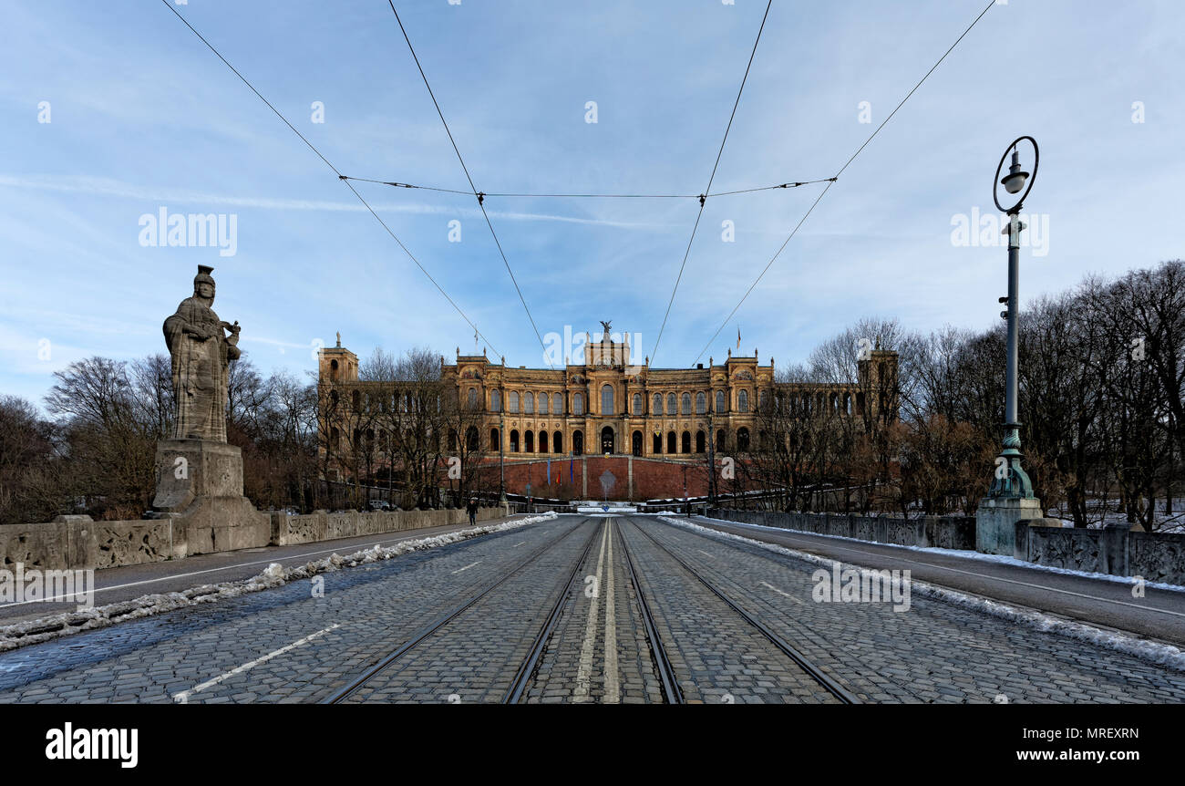 Munich - The Maximilianeum Building. München - Das Maximilianeum-Gebäude. Stock Photo