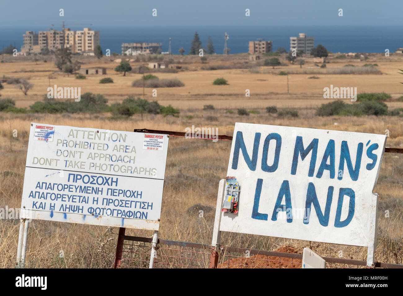 No mans land and restricted area of the UN buffer zone in the green