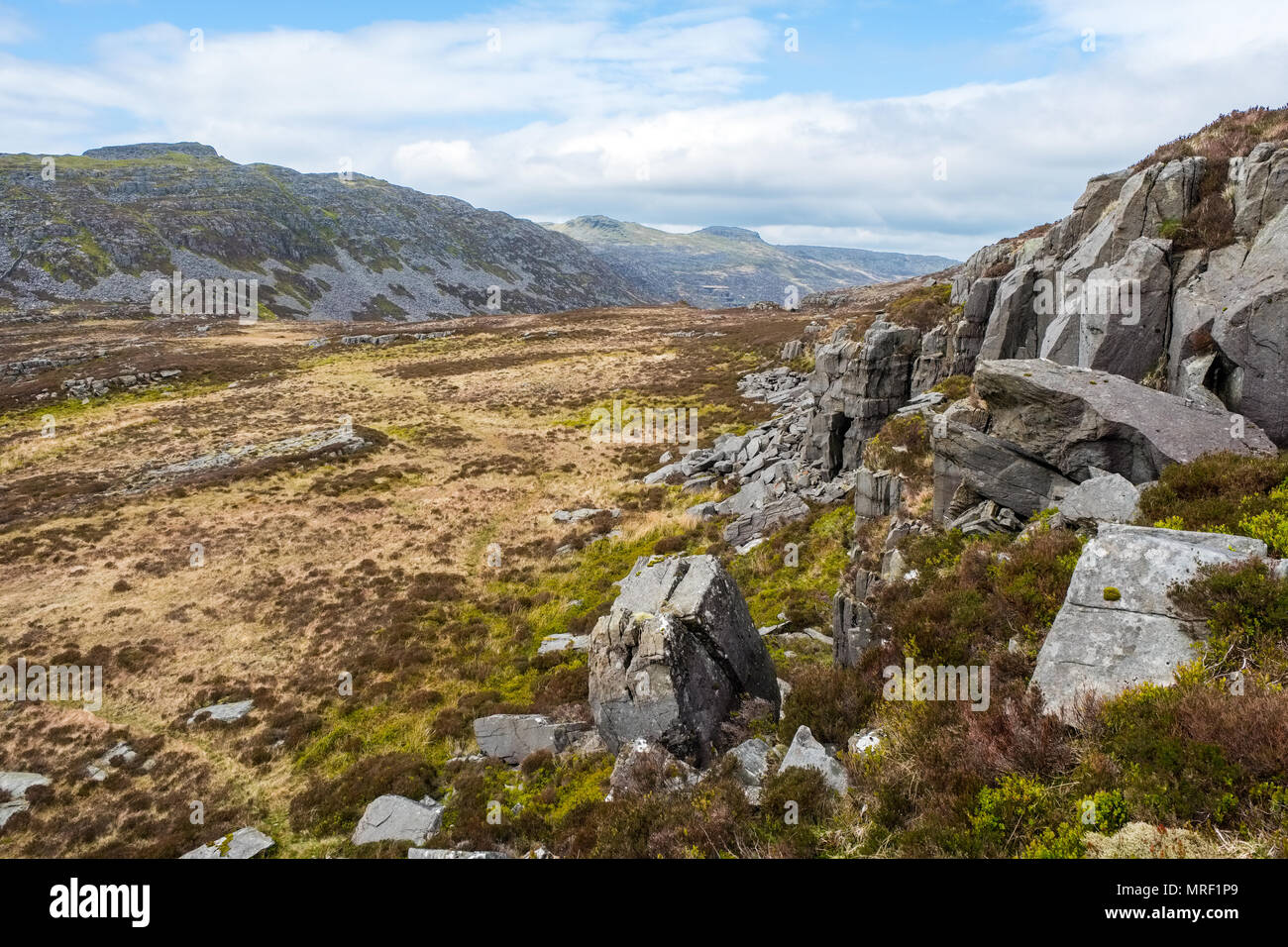 The rough terrian of the northern Rhinog hills, Mid Wales Stock Photo