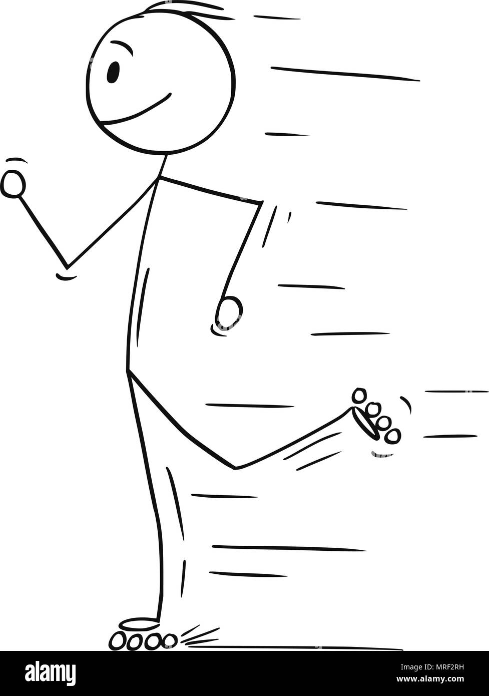 Cartoon of Inline Roller Skating Man or Boy Stock Vector