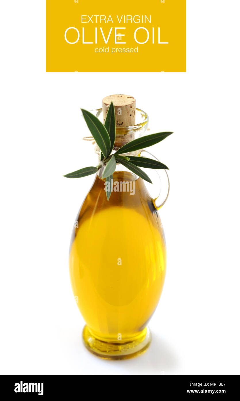Extra virgin Olive oil in a glass bottle Stock Photo - Alamy