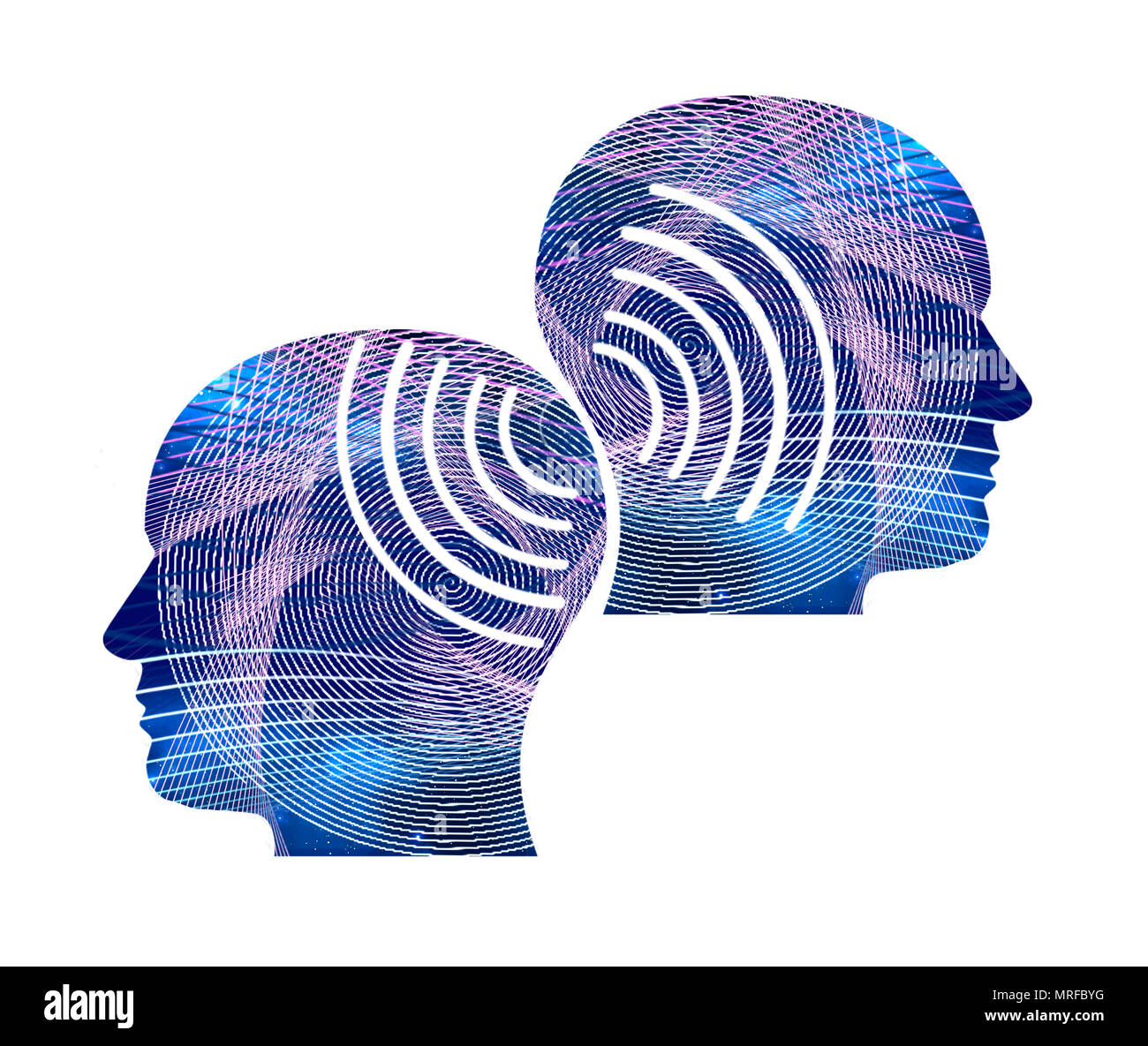 illustration of two human head silhouettes which symbolize