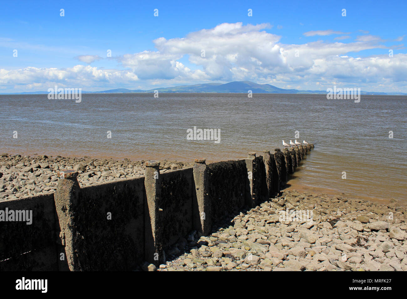 Silloth Beach Groynes and Solway Firth Stock Photo Alamy