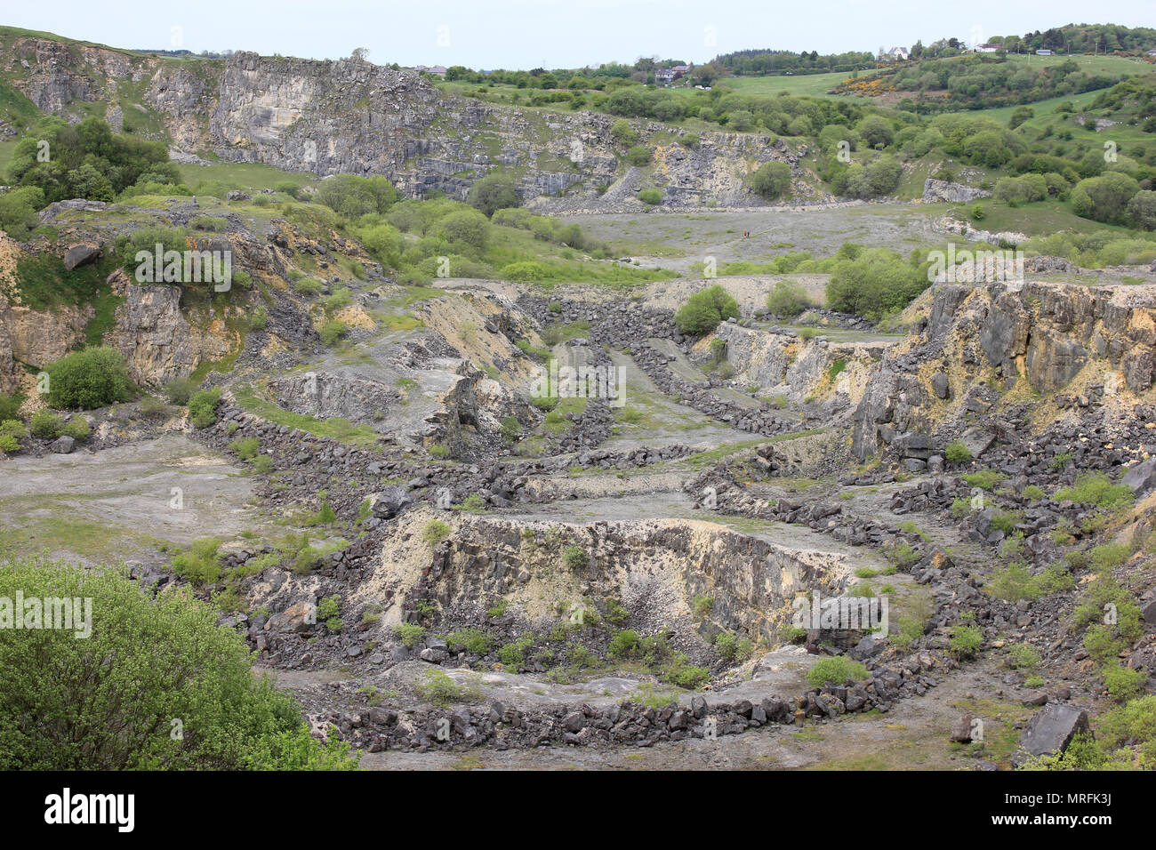 Abandoned Limestone Quarry at Minera now a North Wales Wildlife Trust Reserve Stock Photo