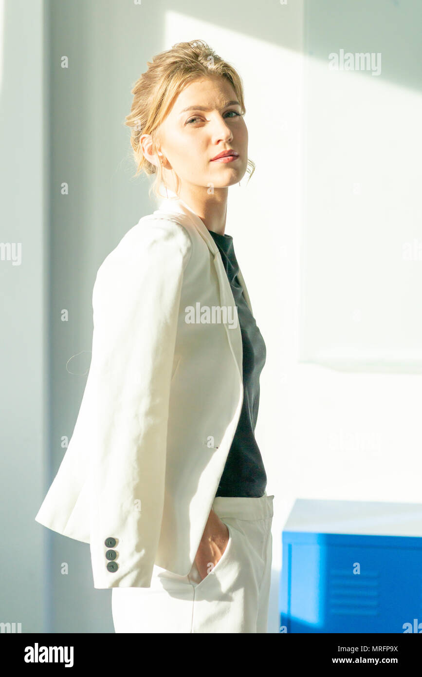 Blonde woman in business suit hi-res stock photography and images - Alamy