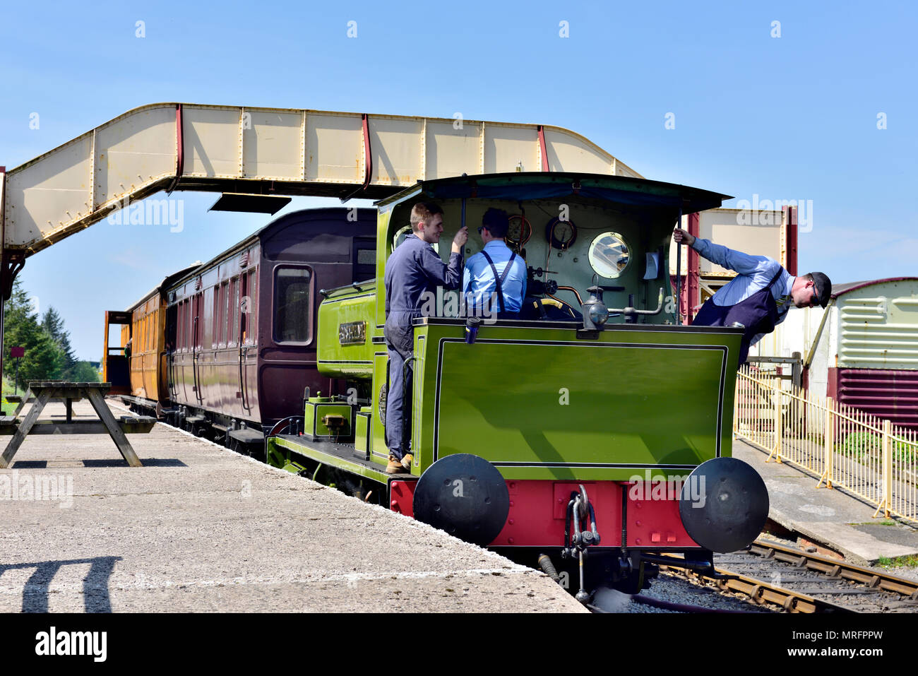 Pontypool and Blaenavon Railway Company heritage steam train at station near Big Pit: National Coal Museum, south Wales, Blaenavon, UK Stock Photo