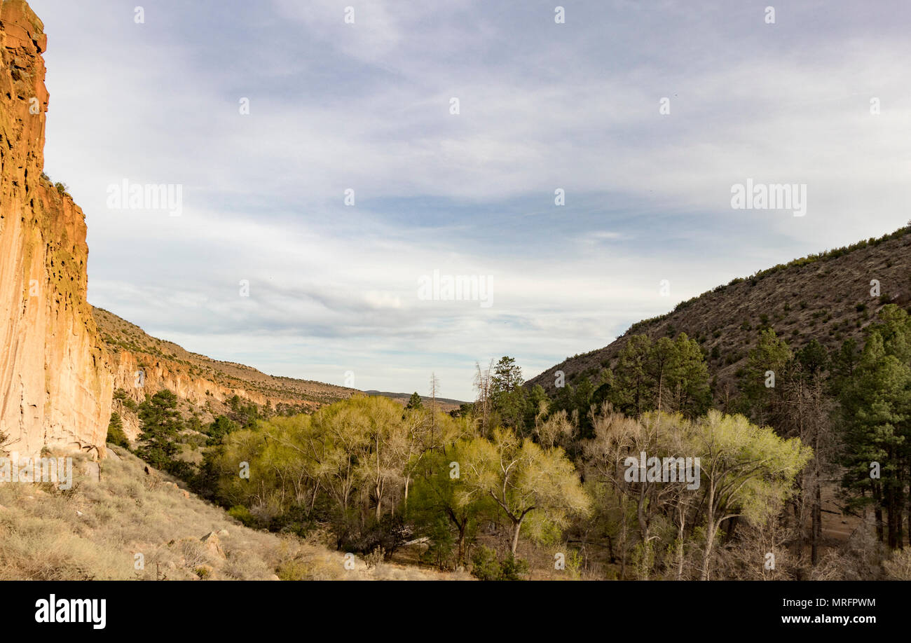 Frijoles Canyon, Bandelier National Monument, Los Alamos, New Mexico, USA. Stock Photo