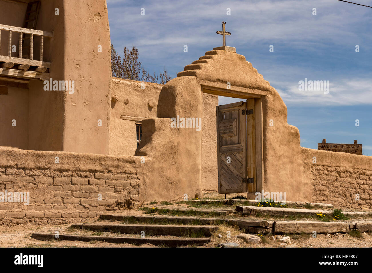 The Church of San José de la Gracia, village of Las Trampas near Santa Fe, New Mexico, USA. Stock Photo