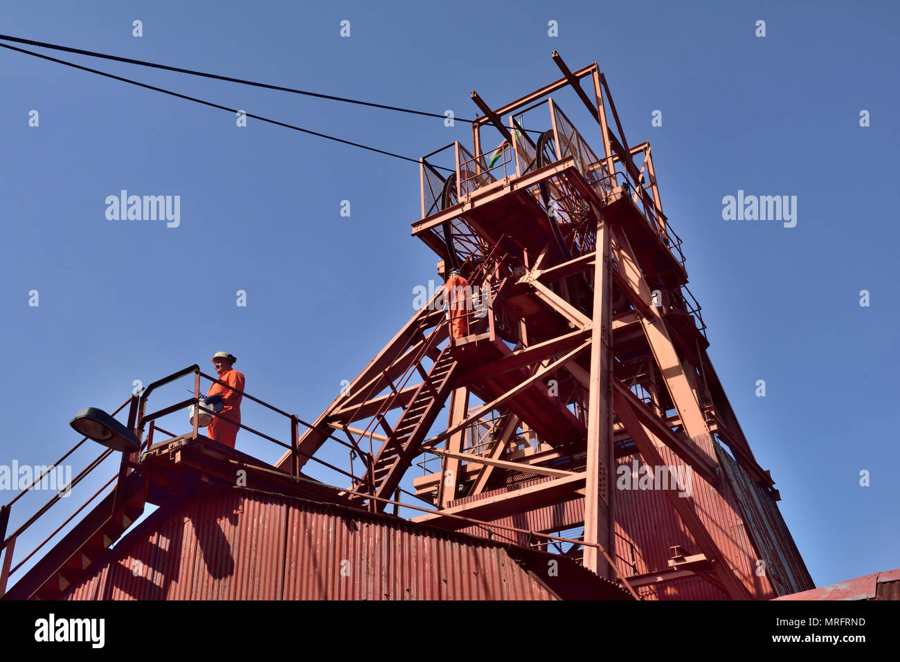 Traditional coal mining winding tower and building at Big Pit: National Coal Museum, South Wales Valleys, Blaenavon, UK Stock Photo