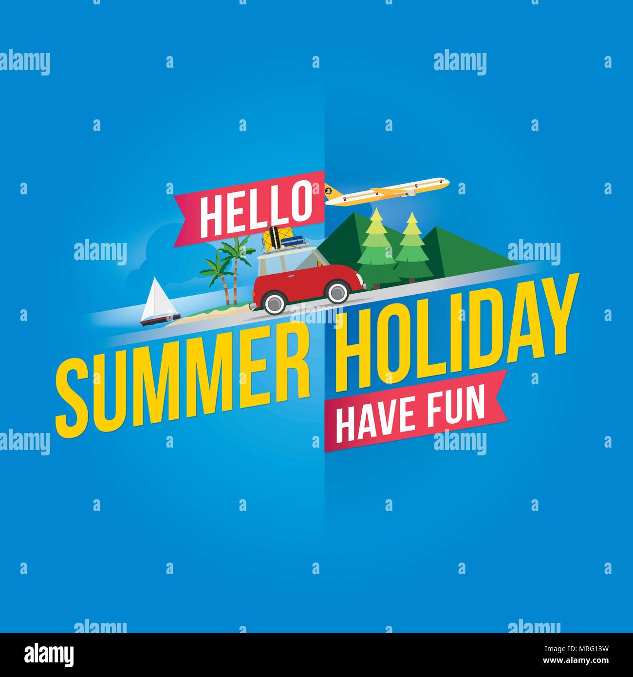 Hello summer holiday.Vector illustration Stock Vector