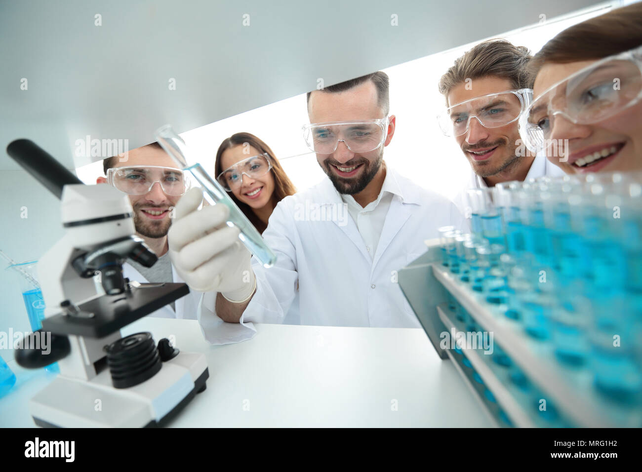 group of pharmacists working in the laboratory Stock Photo Alamy