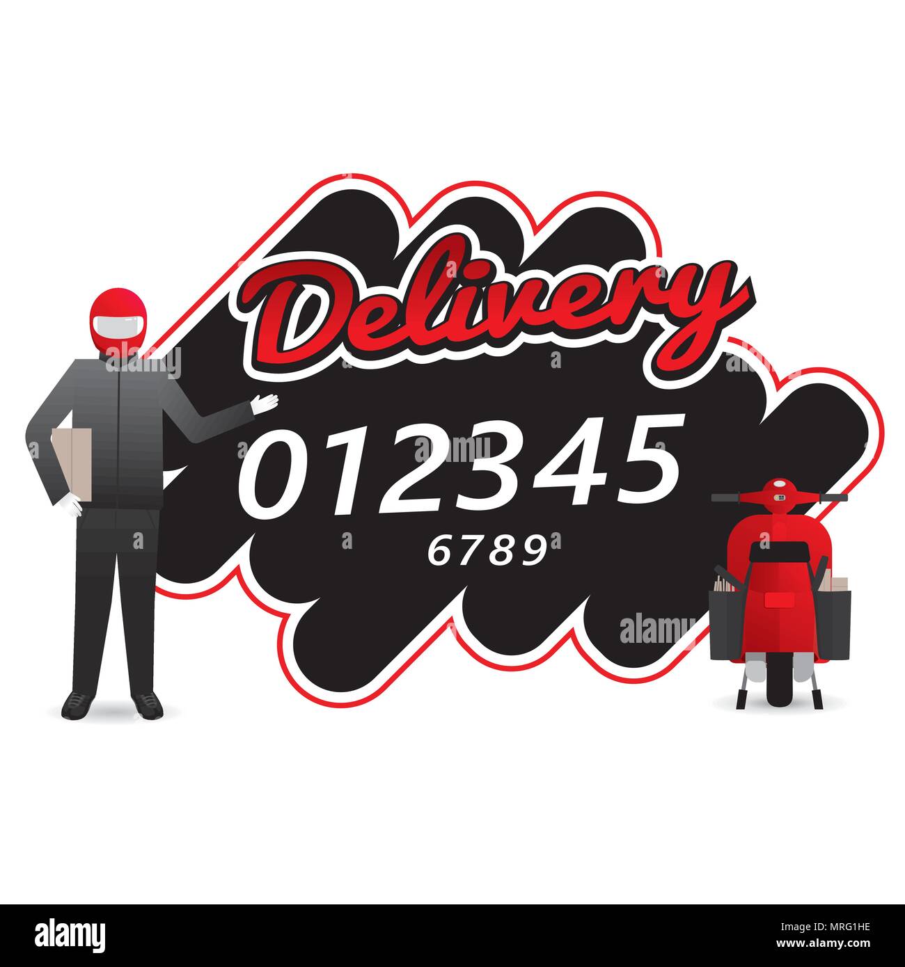 Delivery man courier service with call number icon. Vector illustration ...