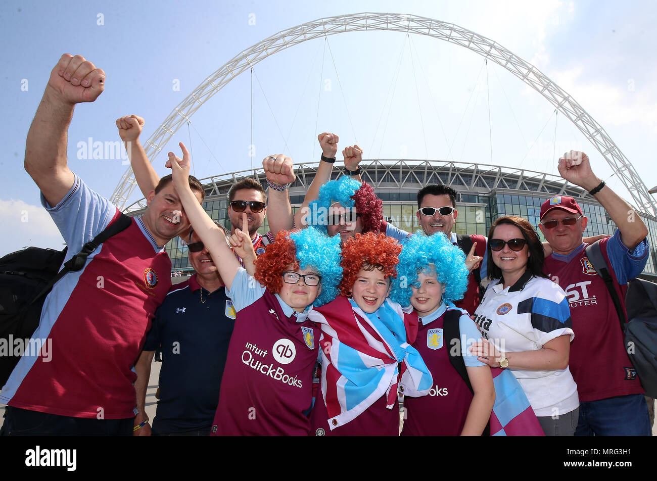 Aston Villa Fans Pose Outside Wembley Way During The Sky Bet Championship Final At Wembley Stadium London Stock Photo Alamy Aston Villa Fans Pose Outside Wembley Way During The Sky Bet Championship Final At Wembley Stadium London Stock Photo Alamy