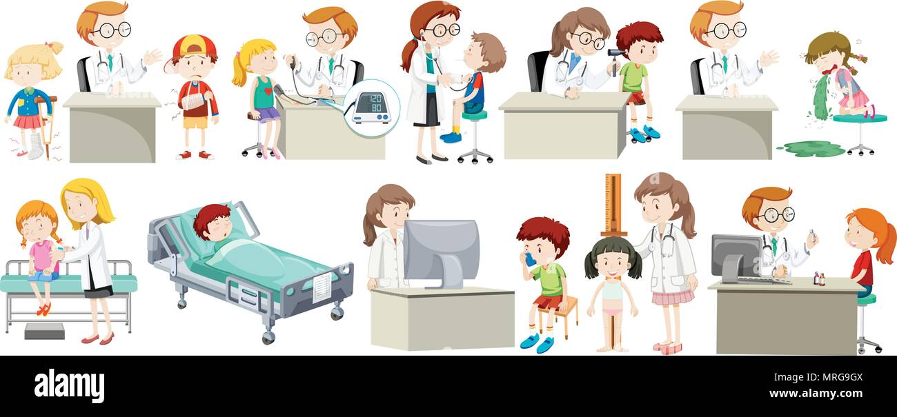 A Set of Doctor and Kid illustration Stock Vector Image & Art - Alamy
