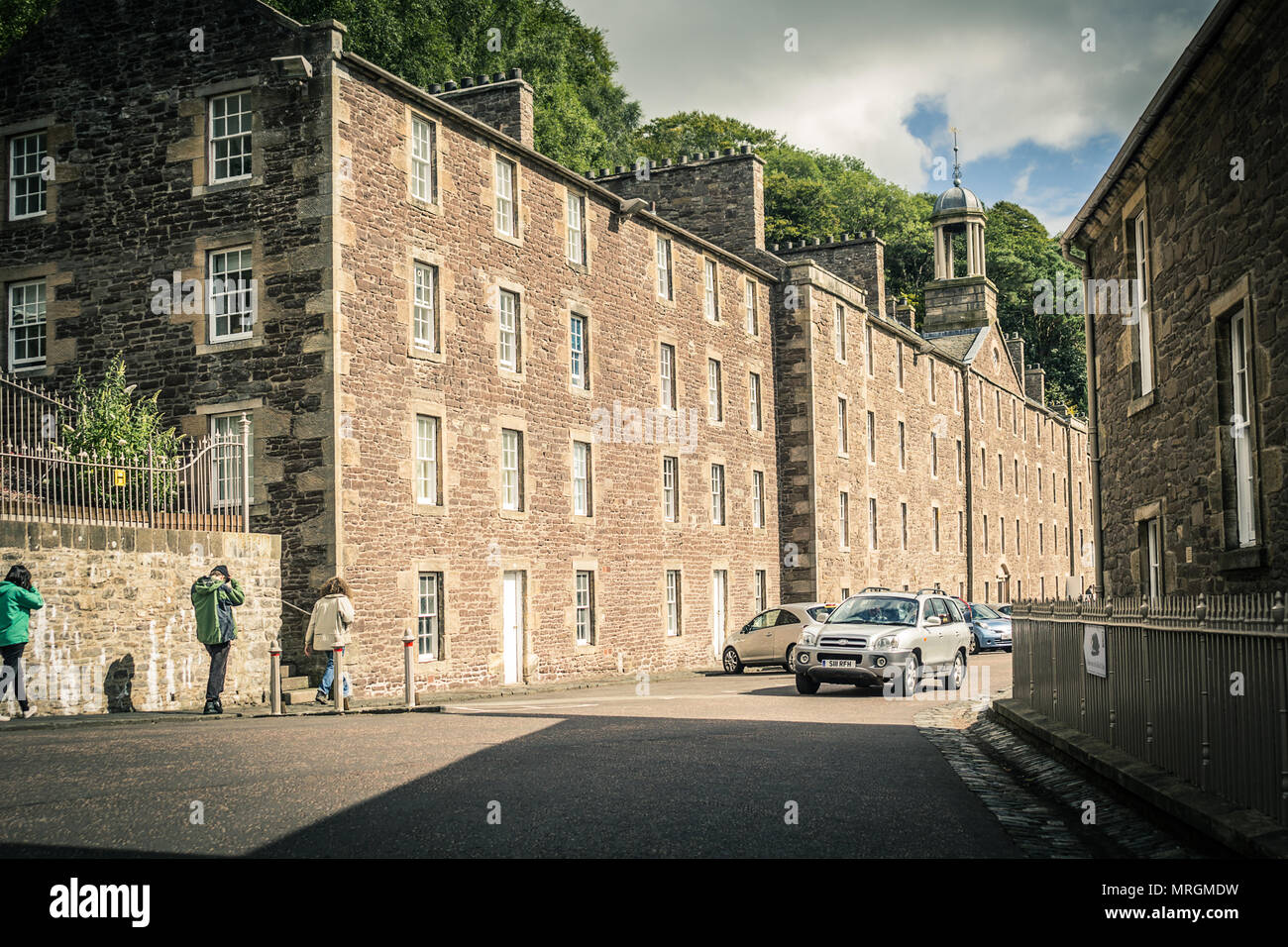 View of New Lanark Heritage Site, Lanarkshire in Scotland, United Kingdom, editorial use only Stock Photo