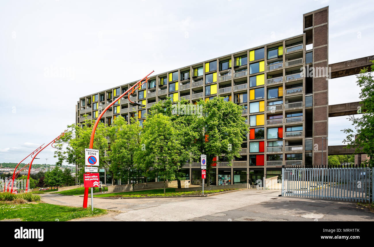 Park Hill flats & apartments taken in Sheffield, Yorkshire, UK on 18