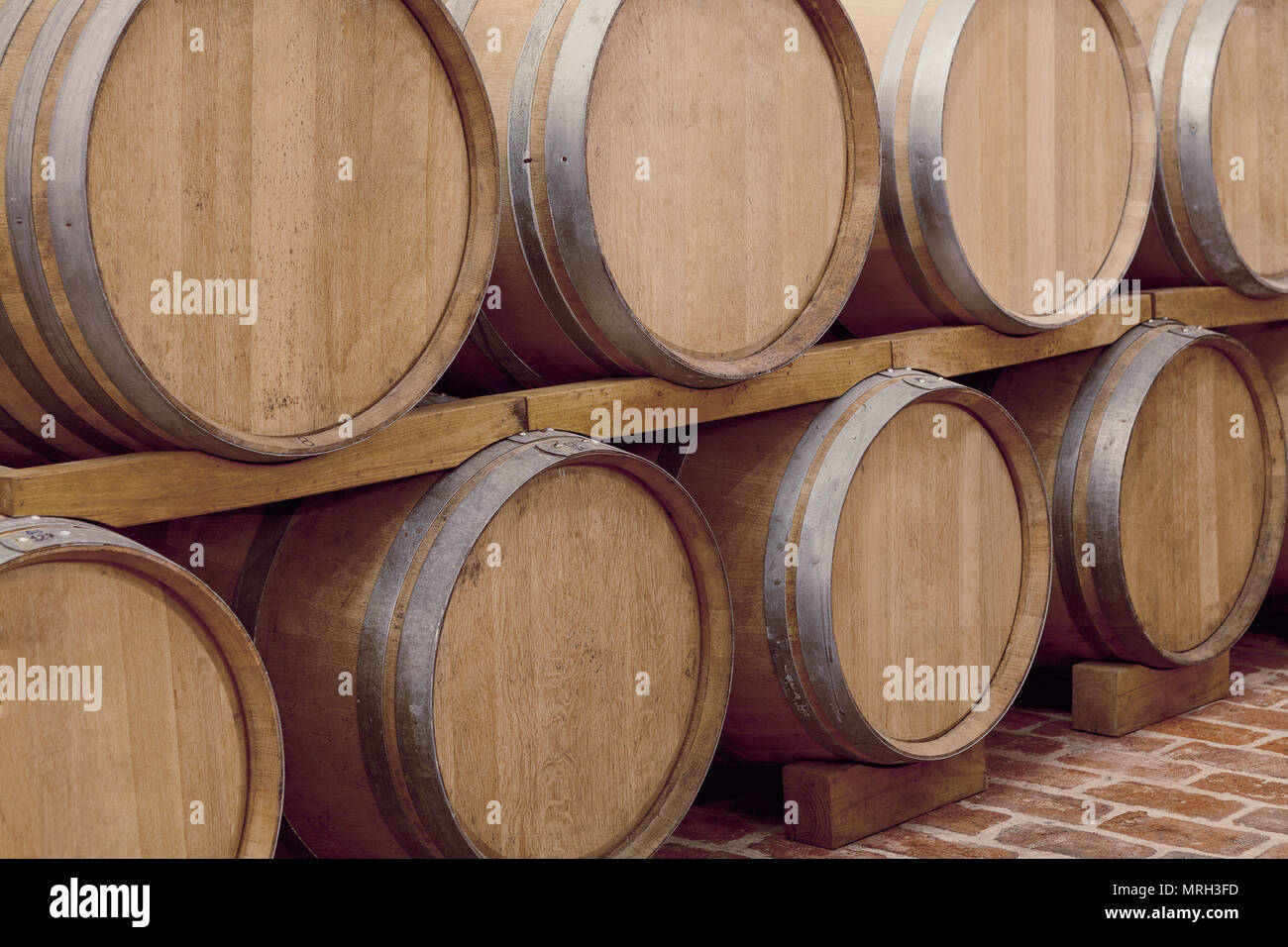 Wine Barrels in Cellar Stock Photo Alamy