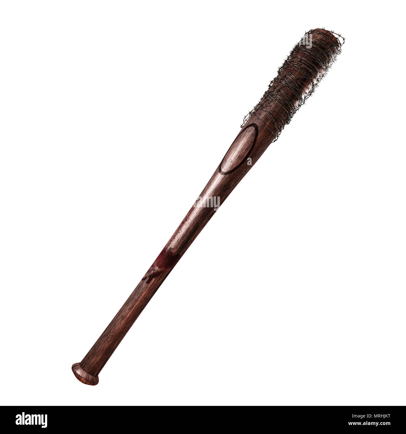 baseball bat with barbed wire isolated on white background 3d