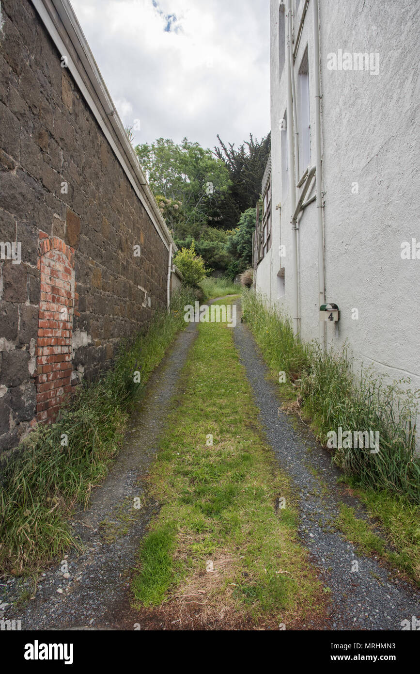 Port Chalmers, Dunedin, New ZealandDecember 11,2016 Alleyway between