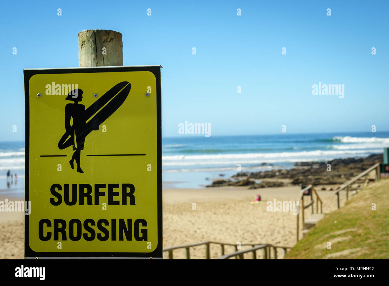 Sign Surfer Crossing Stock Photo