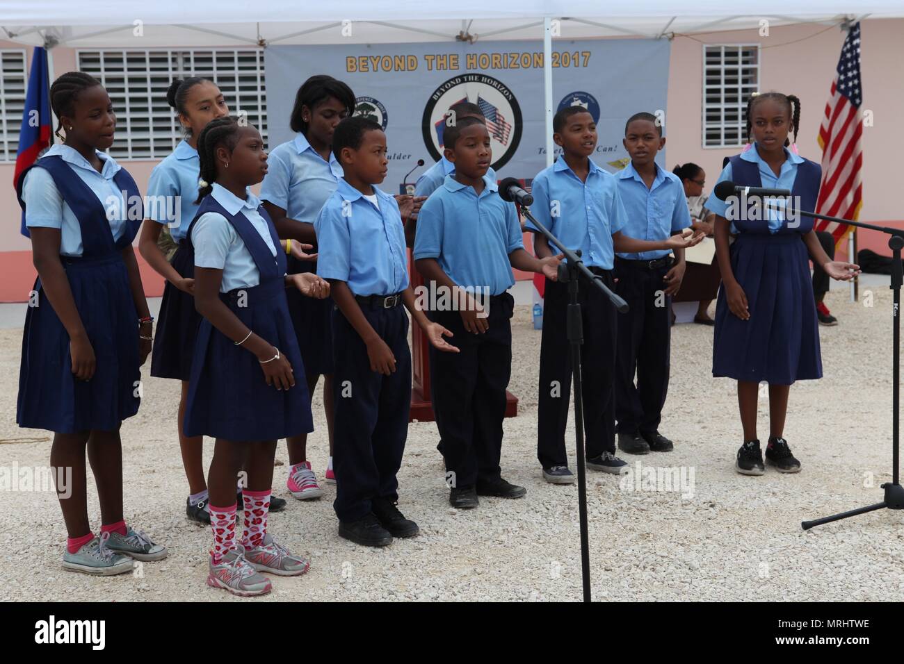 Students from Belize Rural Primary School recite the Pledge of Belize