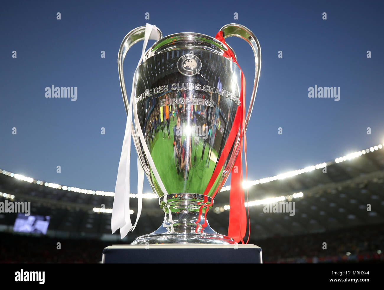 The Champions League trophy on display prior to the UEFA Champions League  Final at the NSK Olimpiyskiy Stadium, Kiev Stock Photo - Alamy