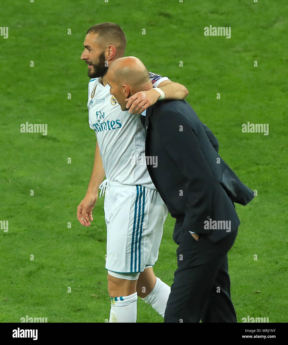 Real Madrid S Karim Benzema Celebrates Scoring His Side S First Goal Of The Game With Real Madrid Manager Zinedine Zidane During The Uefa Champions League Final At The Nsk Olimpiyskiy Stadium Kiev Stock Real Madrid S Karim Benzema Celebrates Scoring His Side S First Goal Of The Game With Real Madrid Manager Zinedine Zidane During The Uefa Champions League Final At The Nsk Olimpiyskiy Stadium Kiev Stock