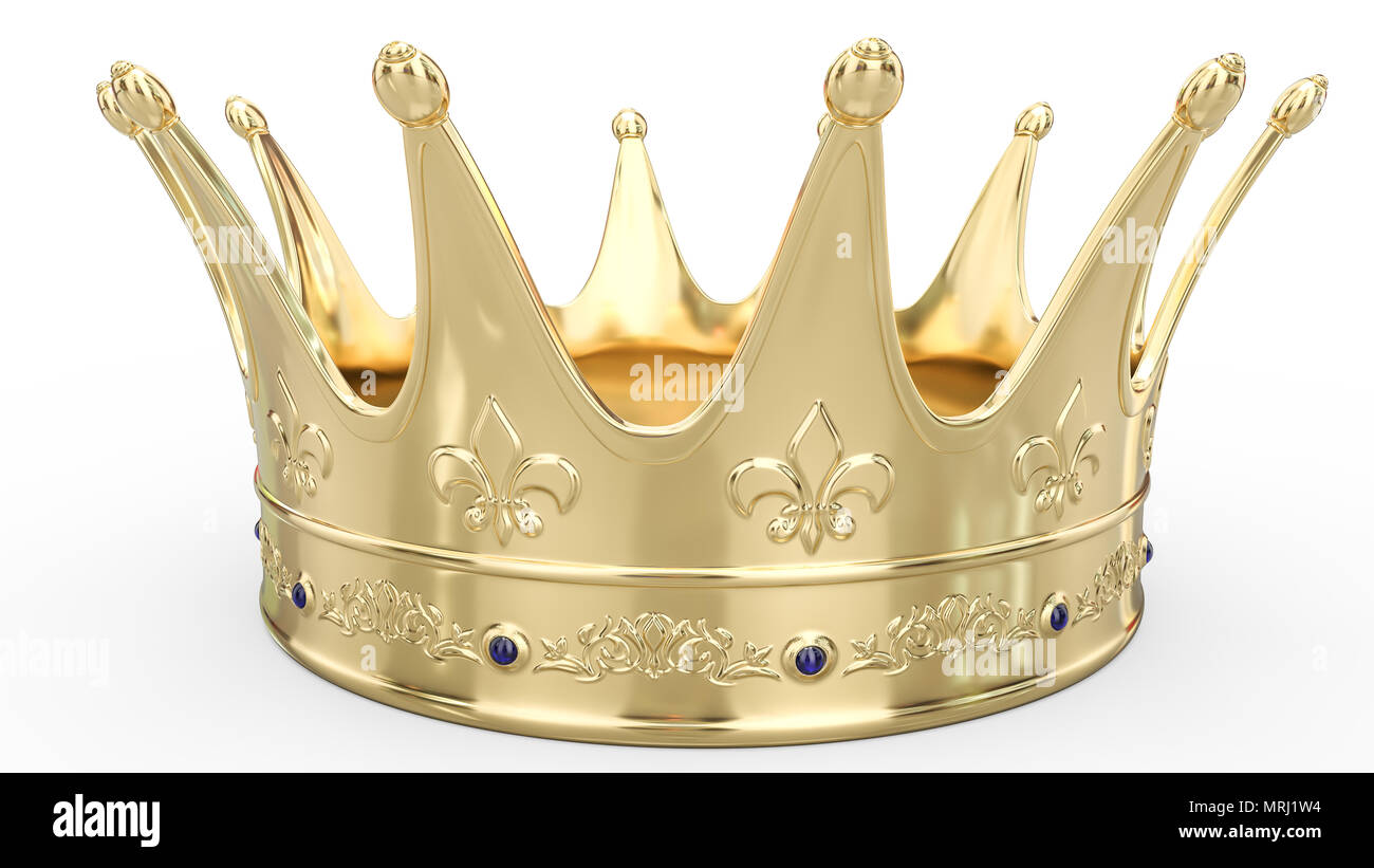 Gold crown isolated on white background - 3D Rendering Stock Photo - Alamy