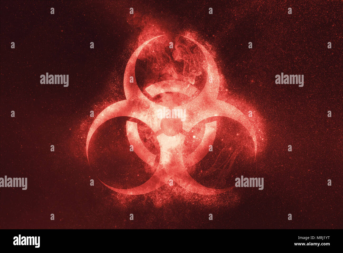 Biohazard symbol. Biohazard sign. Abstract night sky background Stock ...