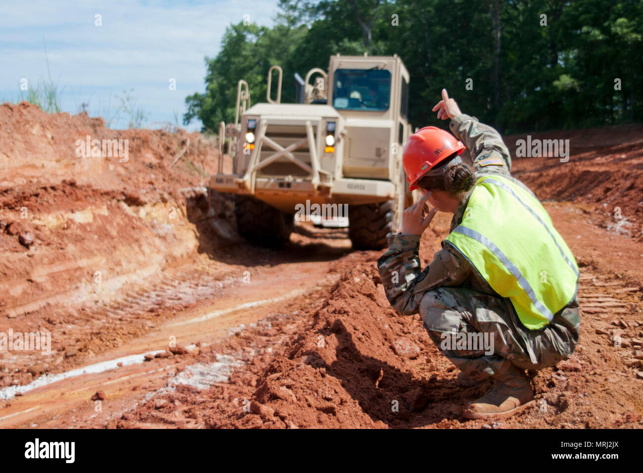 Army Staff Sgt. Valarie Mitchell, a heavy equipment operator assigned ...