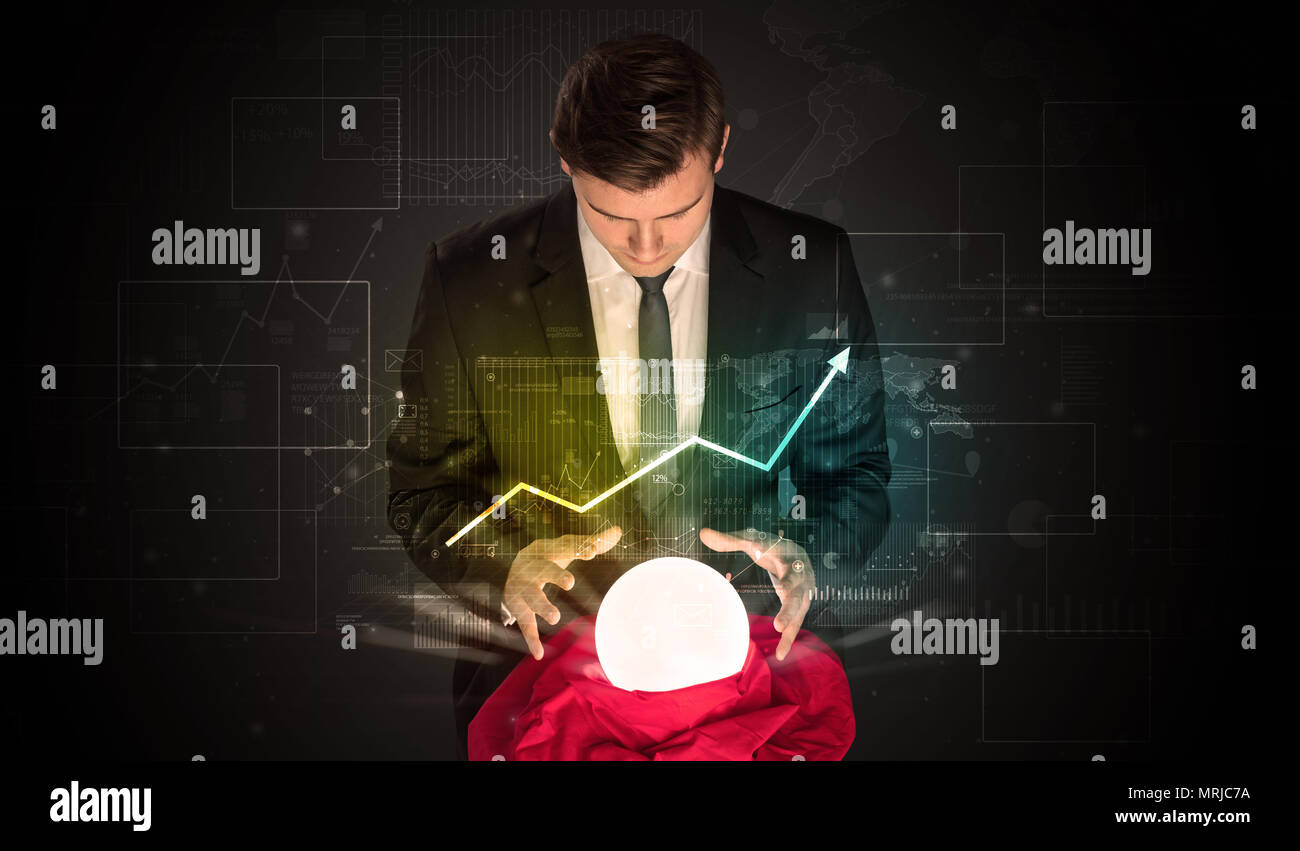 Young businessman making predictions of the future of the stock market