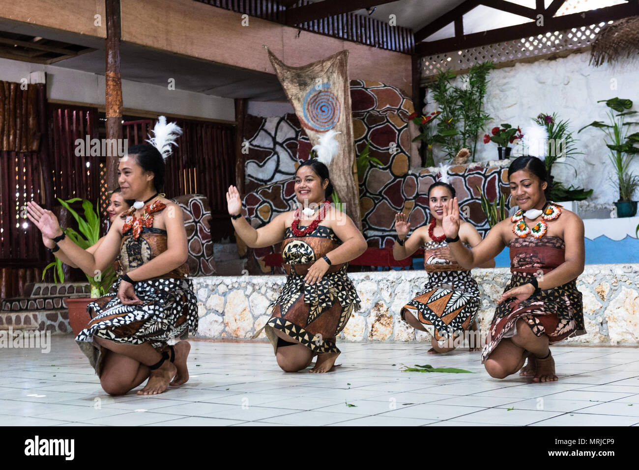 Nuku'Alofa, Tonga March 10, 2018. Female dancers in native garb