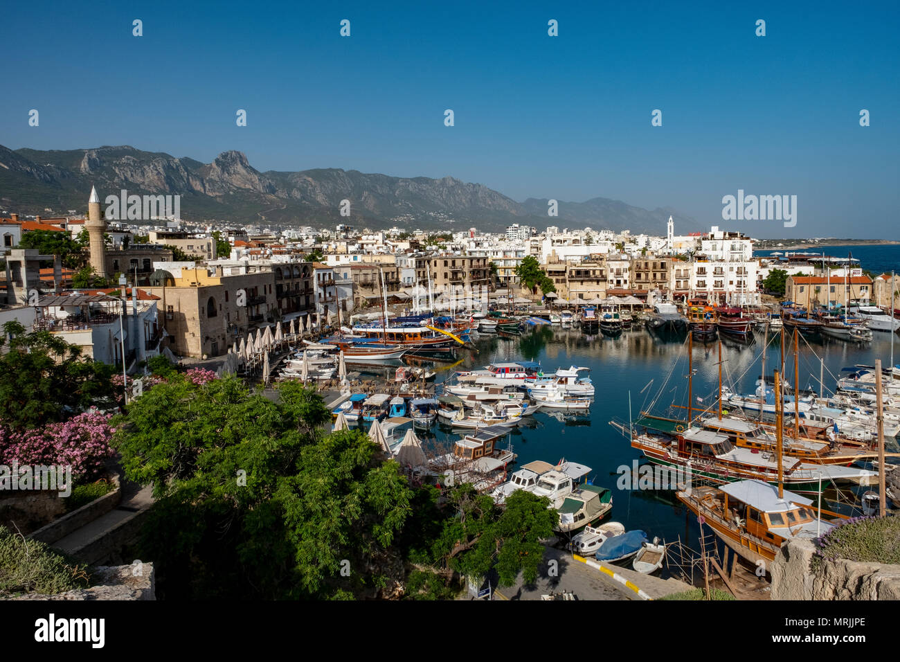 View of Kyrenia harbour (Turkish: Girne) Northern Cyprus Stock Photo