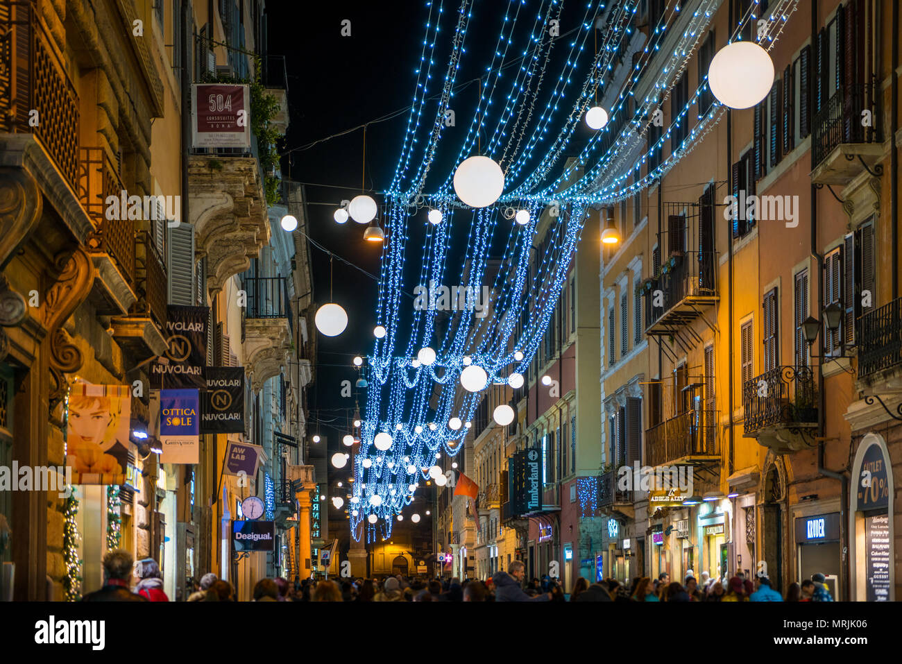 Via del Corso in Rome during Christmas time. Italy Stock Photo
