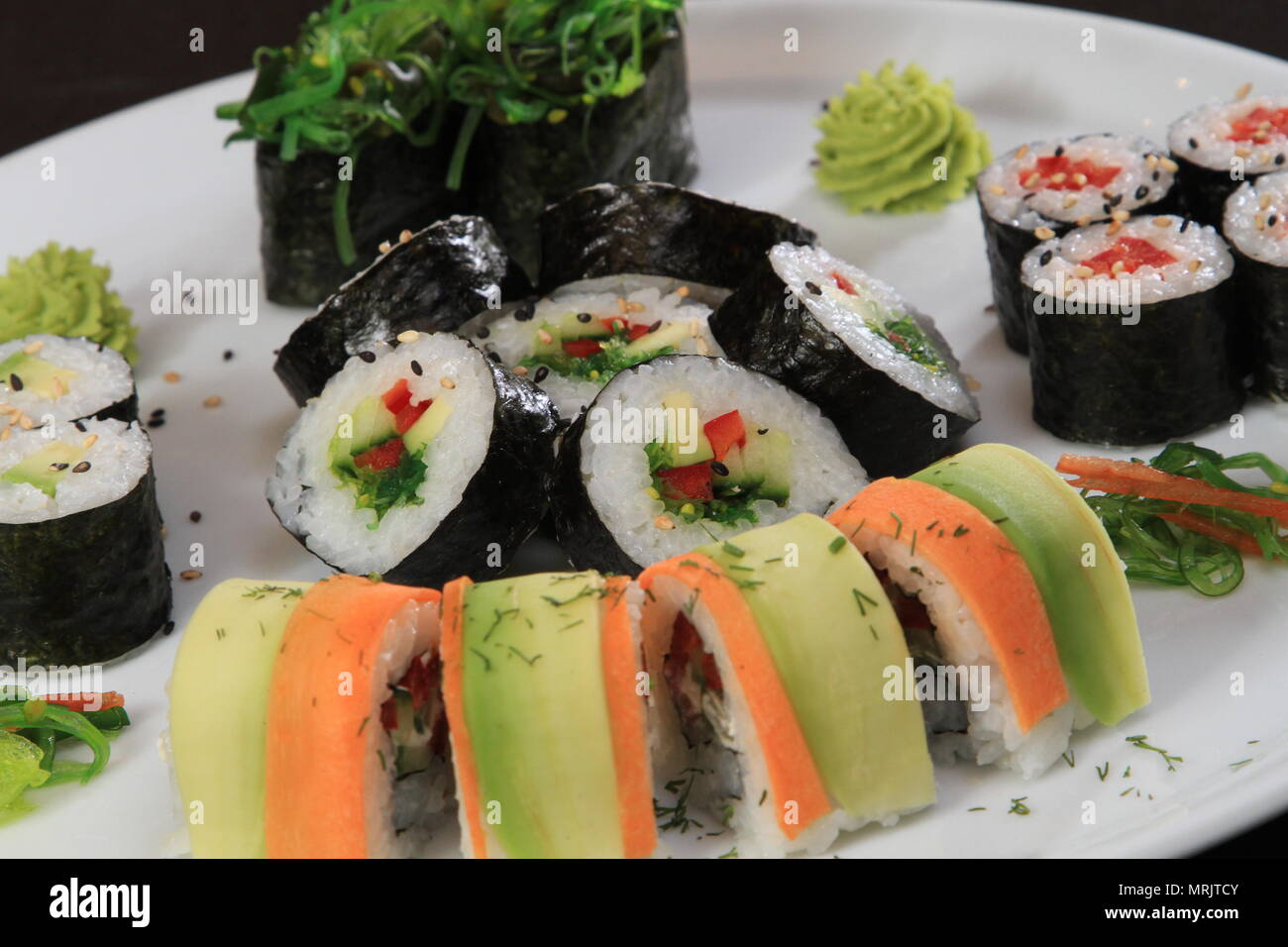 A large set of sushi rolls Stock Photo Alamy