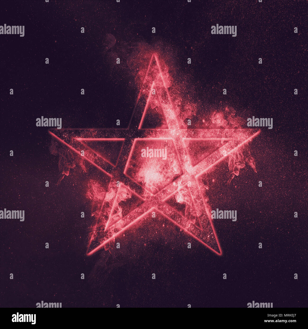 Pentagram symbol. Abstract night sky background Stock Photo - Alamy