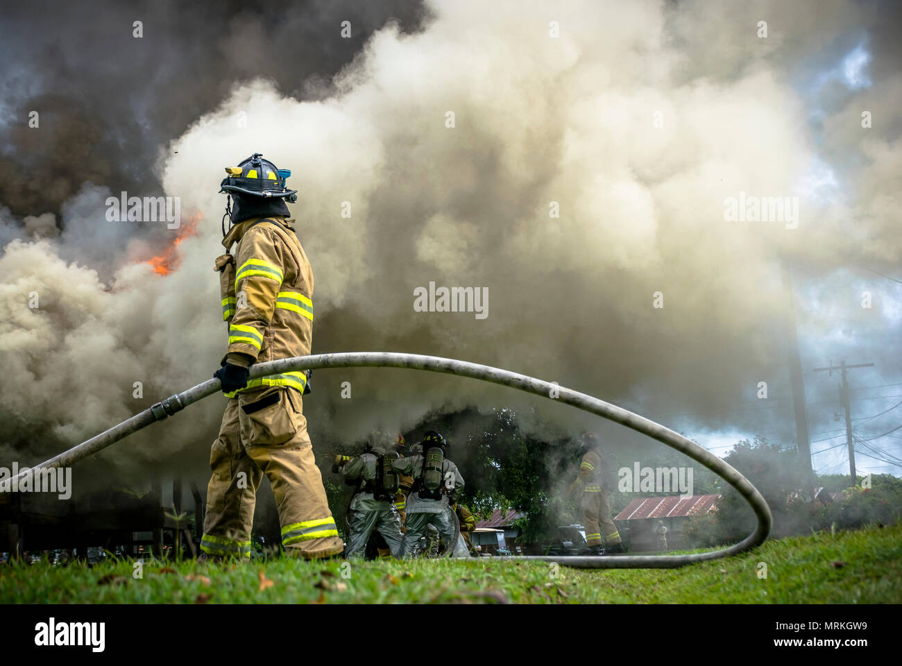 During public fire training at Soto Cano Air Base on June 16, 2017, a ...