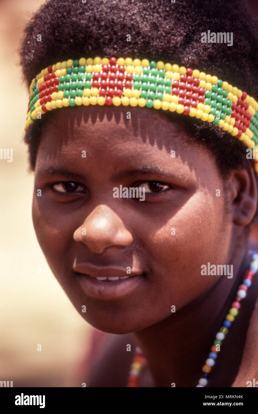 Zulu people at the Shakaland Zulu Village, Nkwalini Valley, Kwazulu Natal, South Africa. Stock Photo