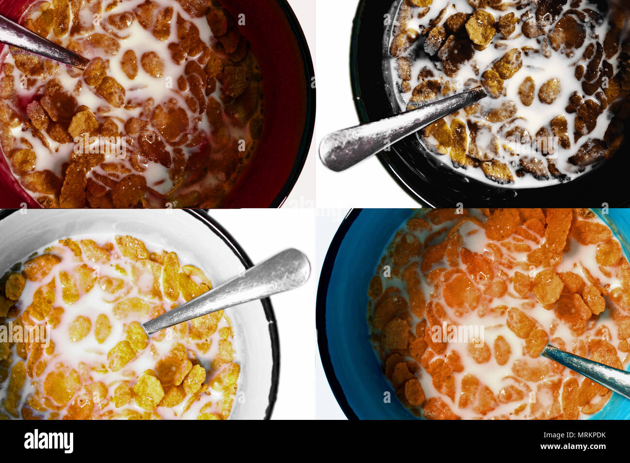 Corn flakes, cereals with milk Stock Photo Alamy