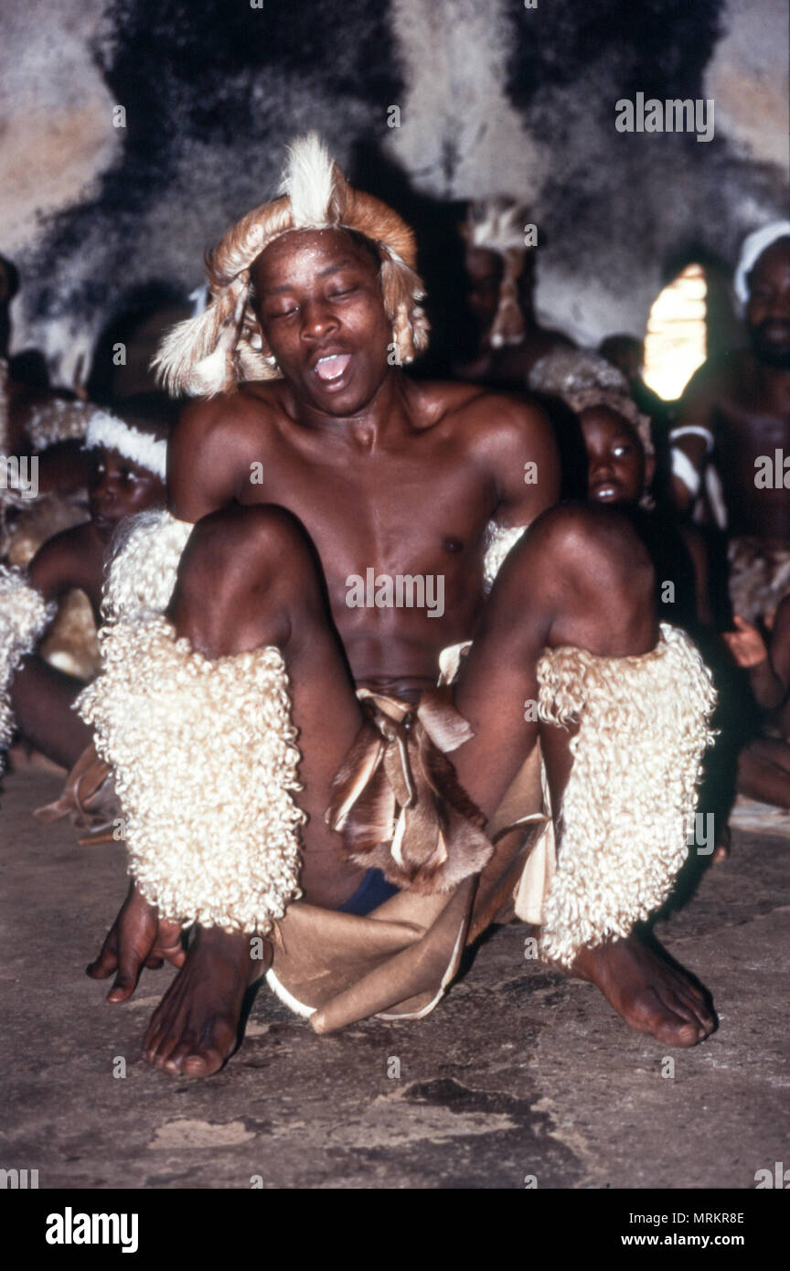 Zulu people at the Shakaland Zulu Village, Nkwalini Valley, Kwazulu Natal, South Africa. Stock Photo