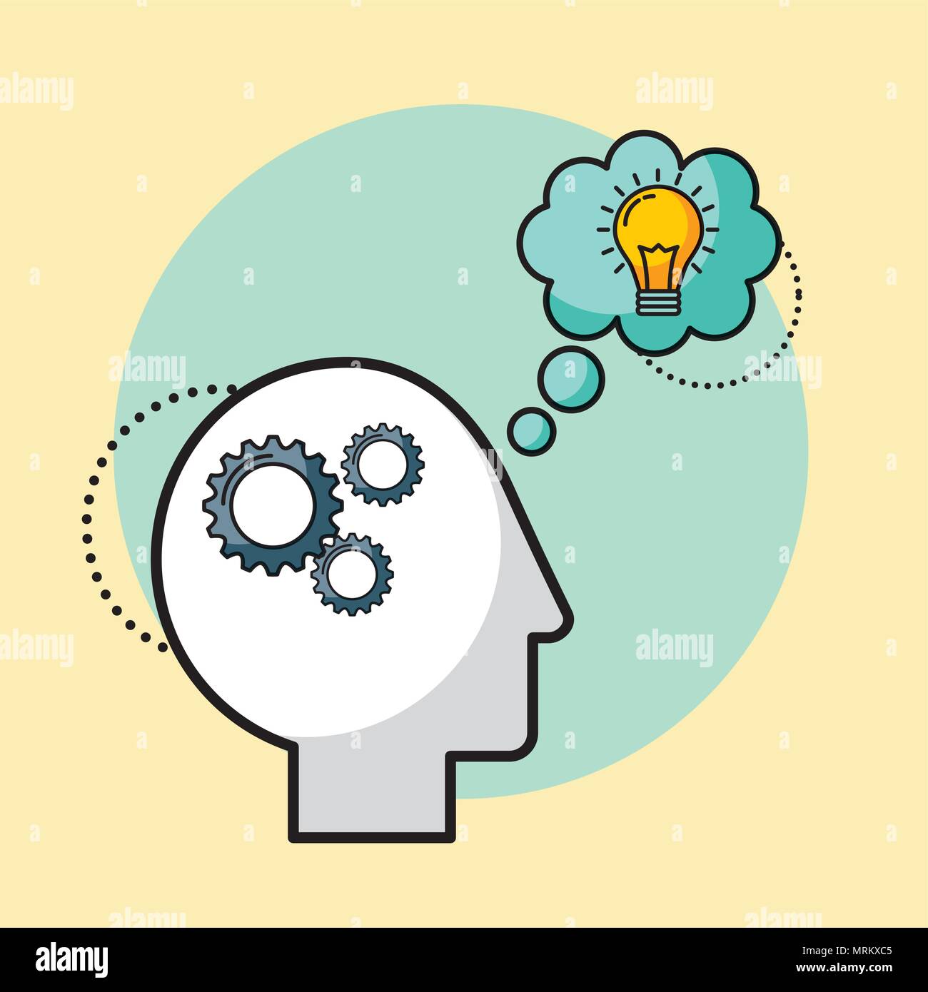 silhouette man gears brain idea creativity vector illustration Stock ...