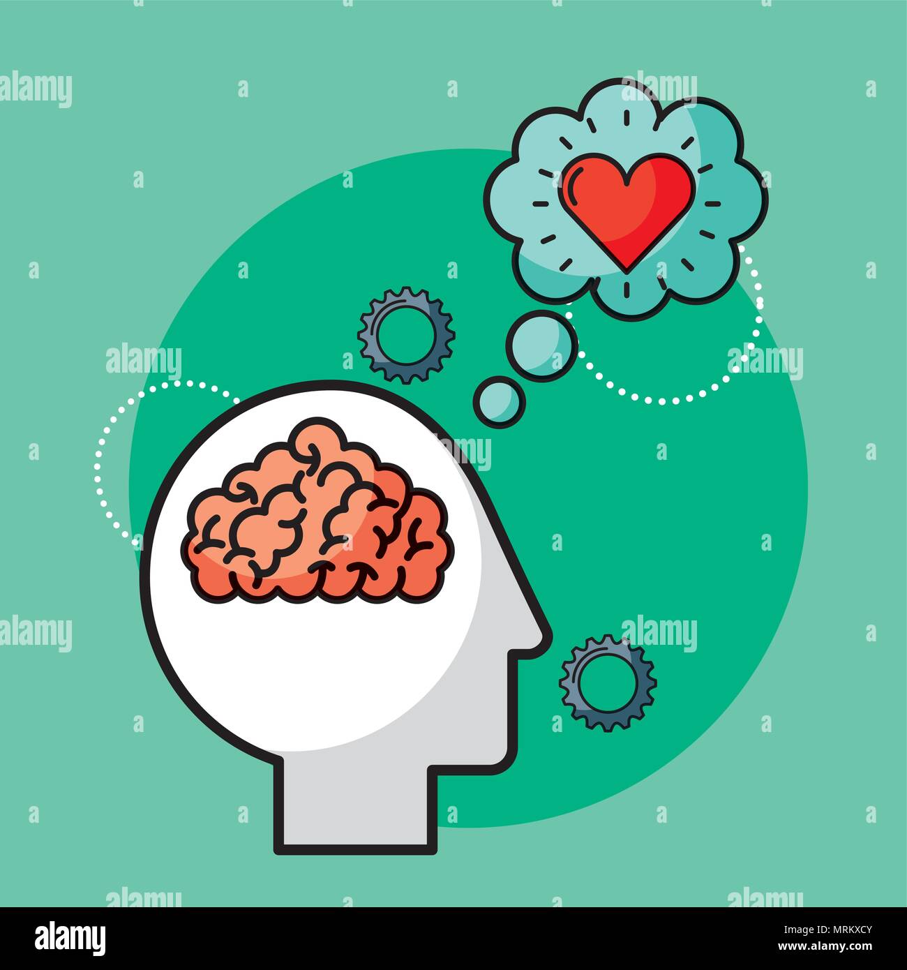 silhouette man brain love creative idea vector illustration Stock ...