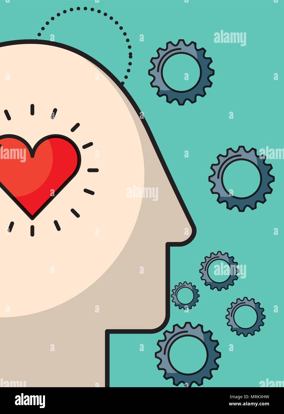 silhouette man head with love heart vector illustration Stock Vector ...