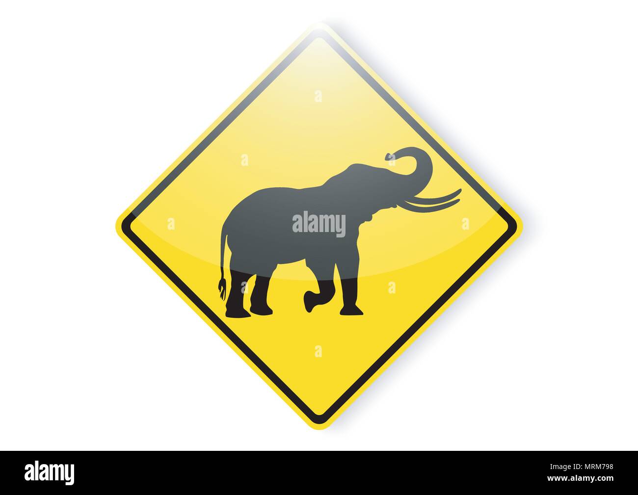 vector design of elephants wild animal area warning Stock Vector
