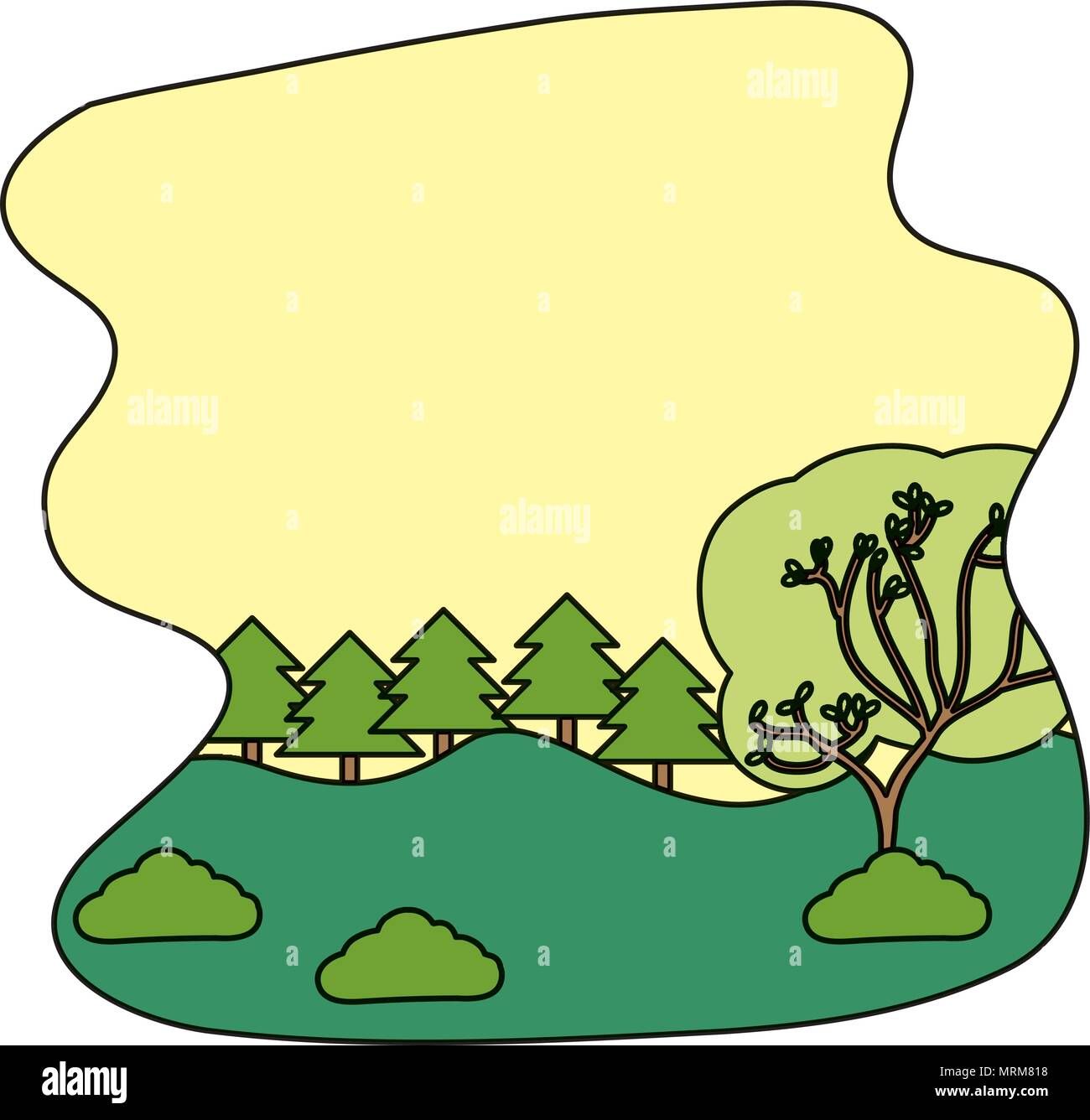 color nature landscape with pine trees and mountains Stock Vector Image ...
